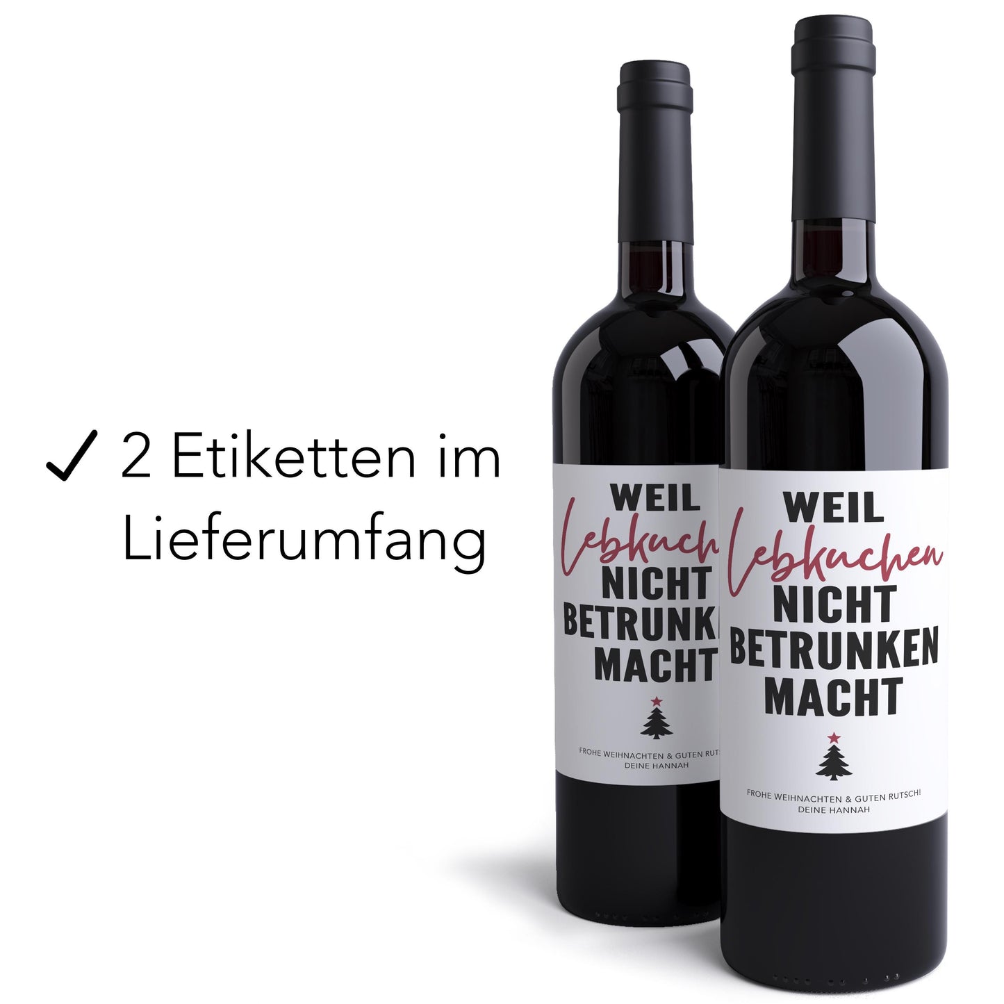 Weihnachten Weinetiketten personalisierte Flaschenetiketten Weihnachtsgeschenk Geschenk Wein Etiketten selbstklebend 2 Stück | 10x12 cm