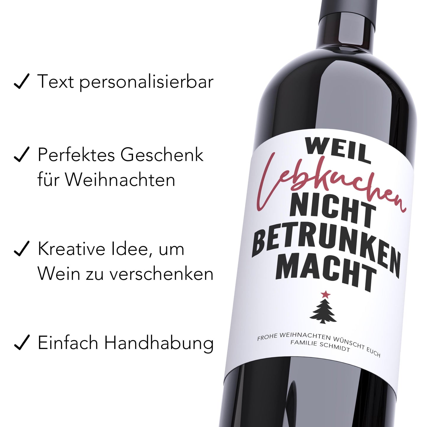 Weihnachten Weinetiketten personalisierte Flaschenetiketten Weihnachtsgeschenk Geschenk Wein Etiketten selbstklebend 2 Stück | 10x12 cm