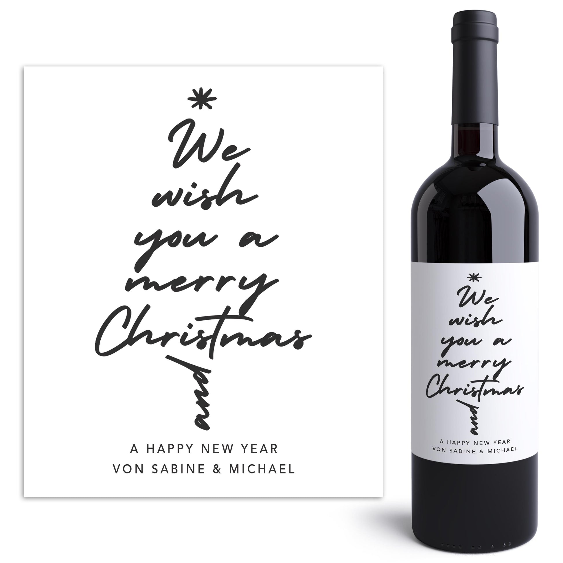 Weihnachten Weinetiketten personalisiert Flaschenetiketten Weihnachtsgeschenk Geschenk Wein Etiketten selbstklebend 2 Stk. | 10x12 cm