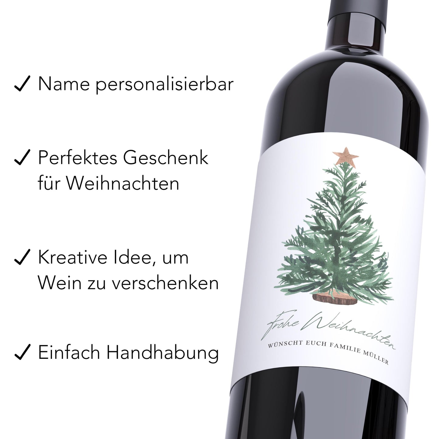 Weihnachtsgeschenk Weinetiketten personalisiert Weihnachtsbaum Weihnachten Geschenk Wein Etiketten selbstklebend 2 Stk. | 10x12 cm