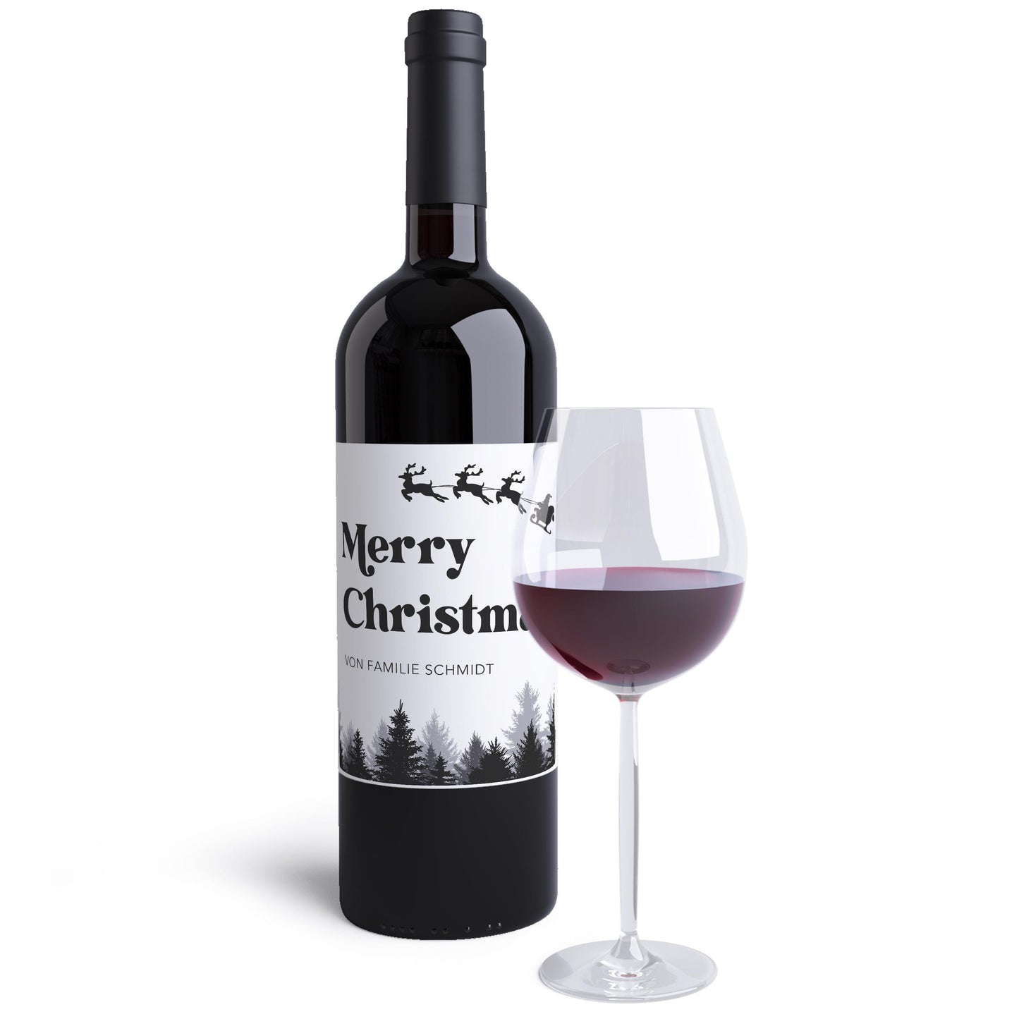 Merry Christmas Weihnachten Flaschenetiketten personalisiert Weihnachtsgeschenk Geschenk Wein Etiketten selbstklebend 2 Stk. | 10x12 cm