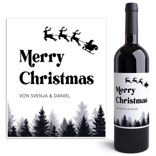 Merry Christmas Weihnachten Flaschenetiketten personalisiert Weihnachtsgeschenk Geschenk Wein Etiketten selbstklebend 2 Stk. | 10x12 cm