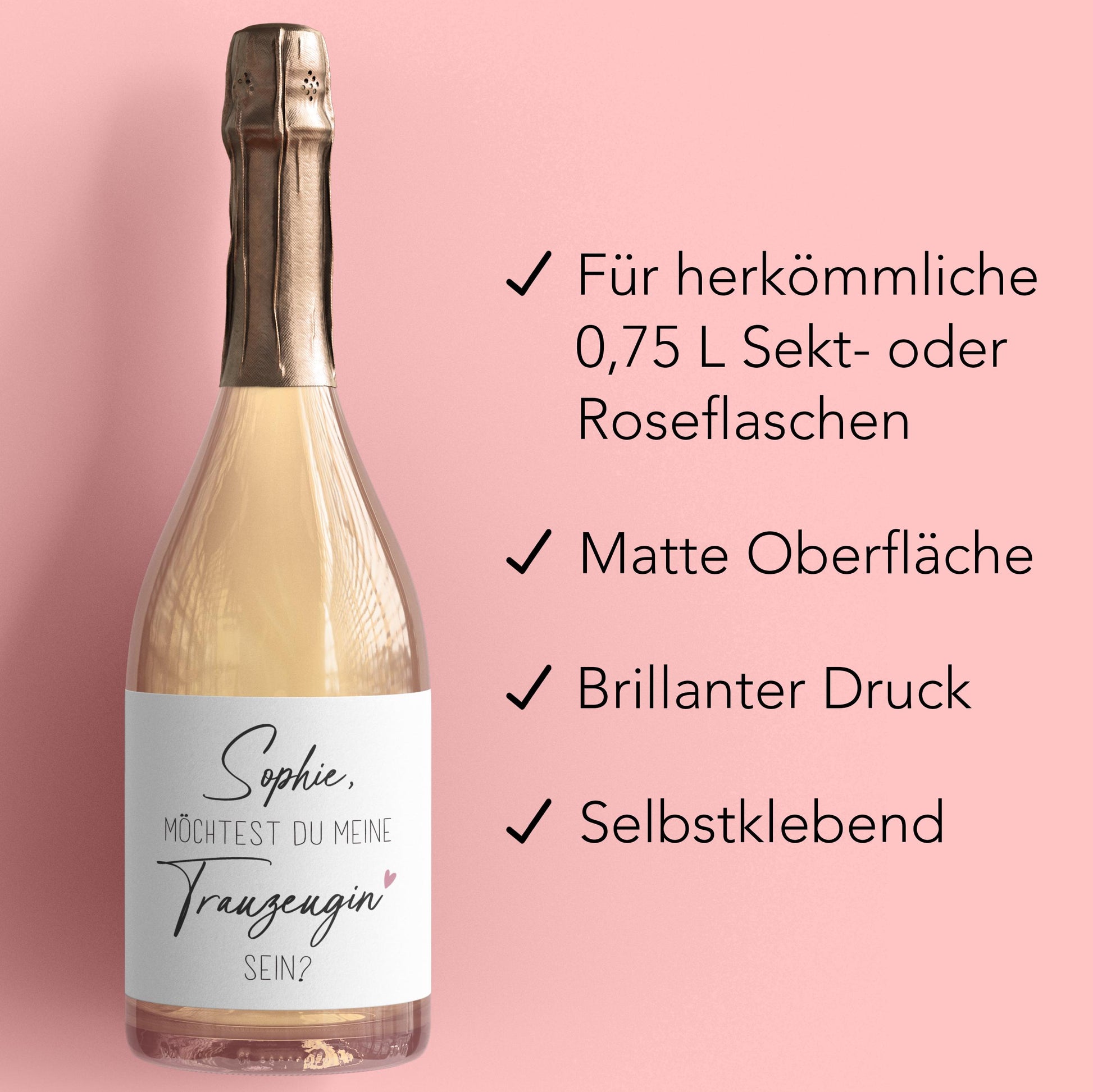 Möchtest du meine Trauzeugin sein Sektflasche Etikett personalisiert Trauzeugen fragen Geschenk Sekt Flaschenetiketten 2 Stk. | 9x13 cm