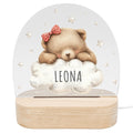 Nachtlicht Baby Kinder personalisiert Geschenk zur Geburt Babyzimmer Deko Bär Kinderzimmer Nachtlampe Inkl. Holzfuß & Netzteil