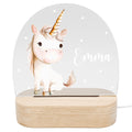 Nachtlicht Einhorn personalisiert für Kinder & Baby Mädchen Geschenk Einhorn Deko Nachtlampe inkl. Holzfuß und Netzteil