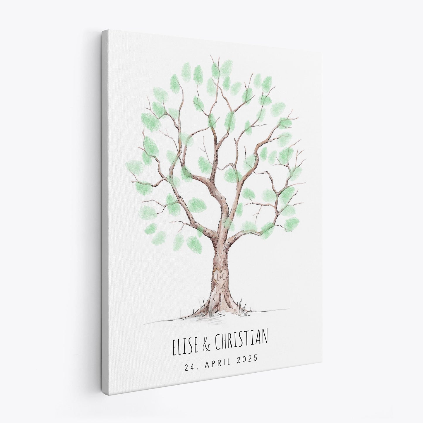 Hochzeit Gästebuch Fingerabdruck Leinwand personalisiert Hochzeitsbaum Hochzeitsgeschenk 30x40 cm (OHNE Farbe)