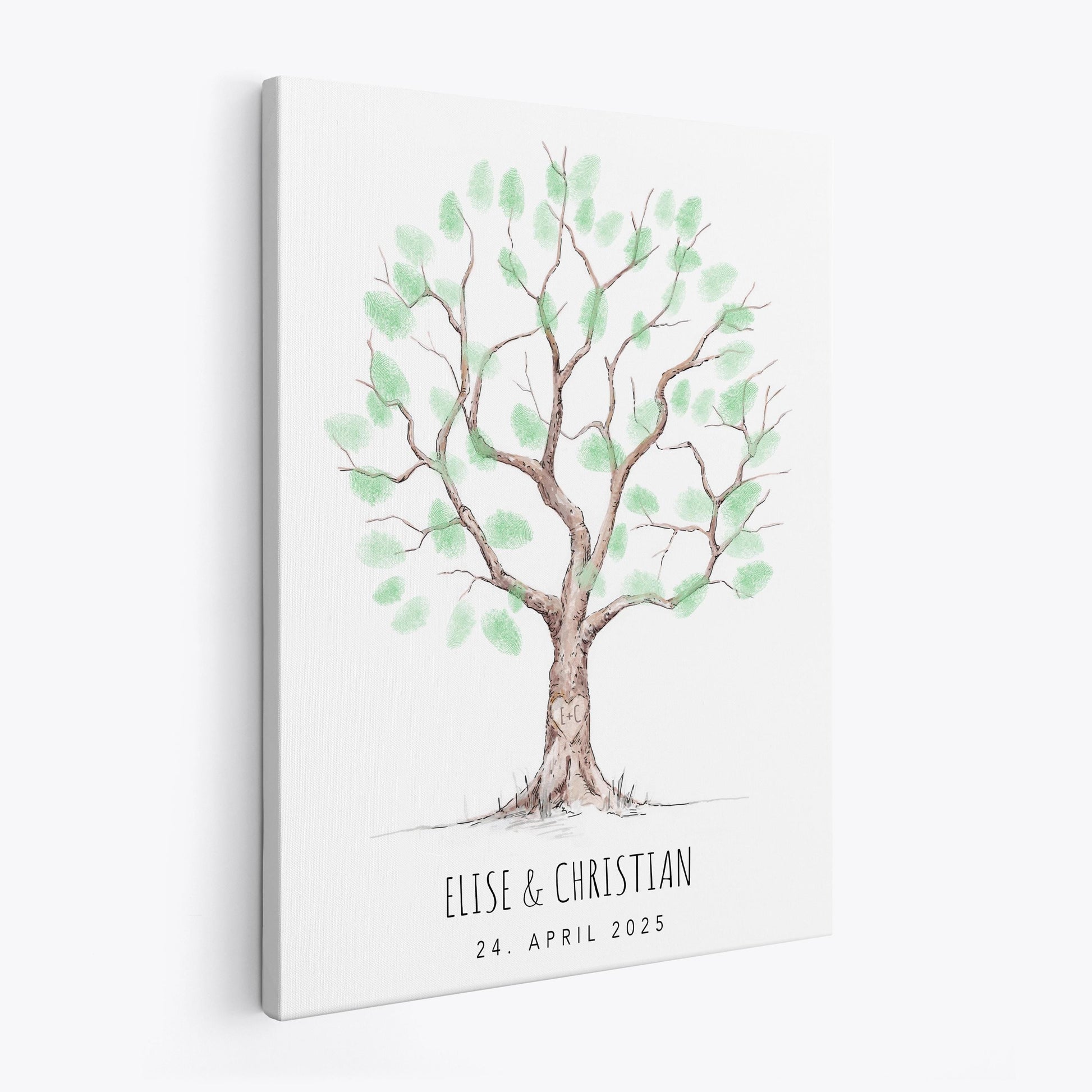 Hochzeit Gästebuch Fingerabdruck Leinwand personalisiert Hochzeitsbaum Hochzeitsgeschenk 30x40 cm (OHNE Farbe)