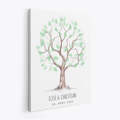 Hochzeit Gästebuch Fingerabdruck Leinwand personalisiert Hochzeitsbaum Hochzeitsgeschenk 30x40 cm (OHNE Farbe)