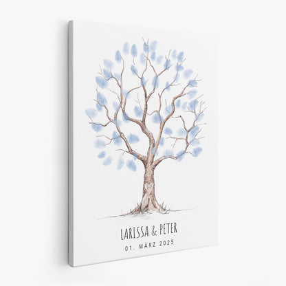 Hochzeit Gästebuch Fingerabdruck Leinwand personalisiert Hochzeitsbaum Hochzeitsgeschenk 30x40 cm (OHNE Farbe)