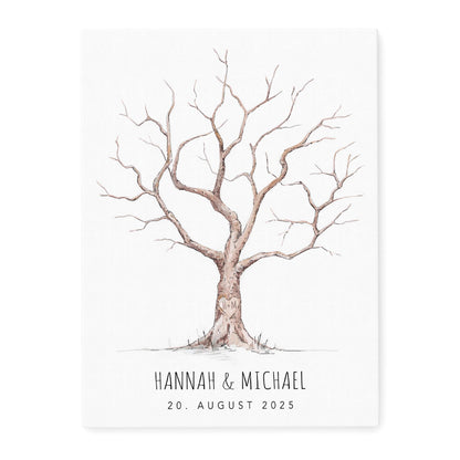 Hochzeit Gästebuch Fingerabdruck Leinwand personalisiert Hochzeitsbaum Hochzeitsgeschenk 30x40 cm (OHNE Farbe)