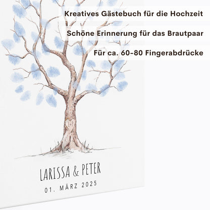 Hochzeit Gästebuch Fingerabdruck Leinwand personalisiert Hochzeitsbaum Hochzeitsgeschenk 30x40 cm (OHNE Farbe)