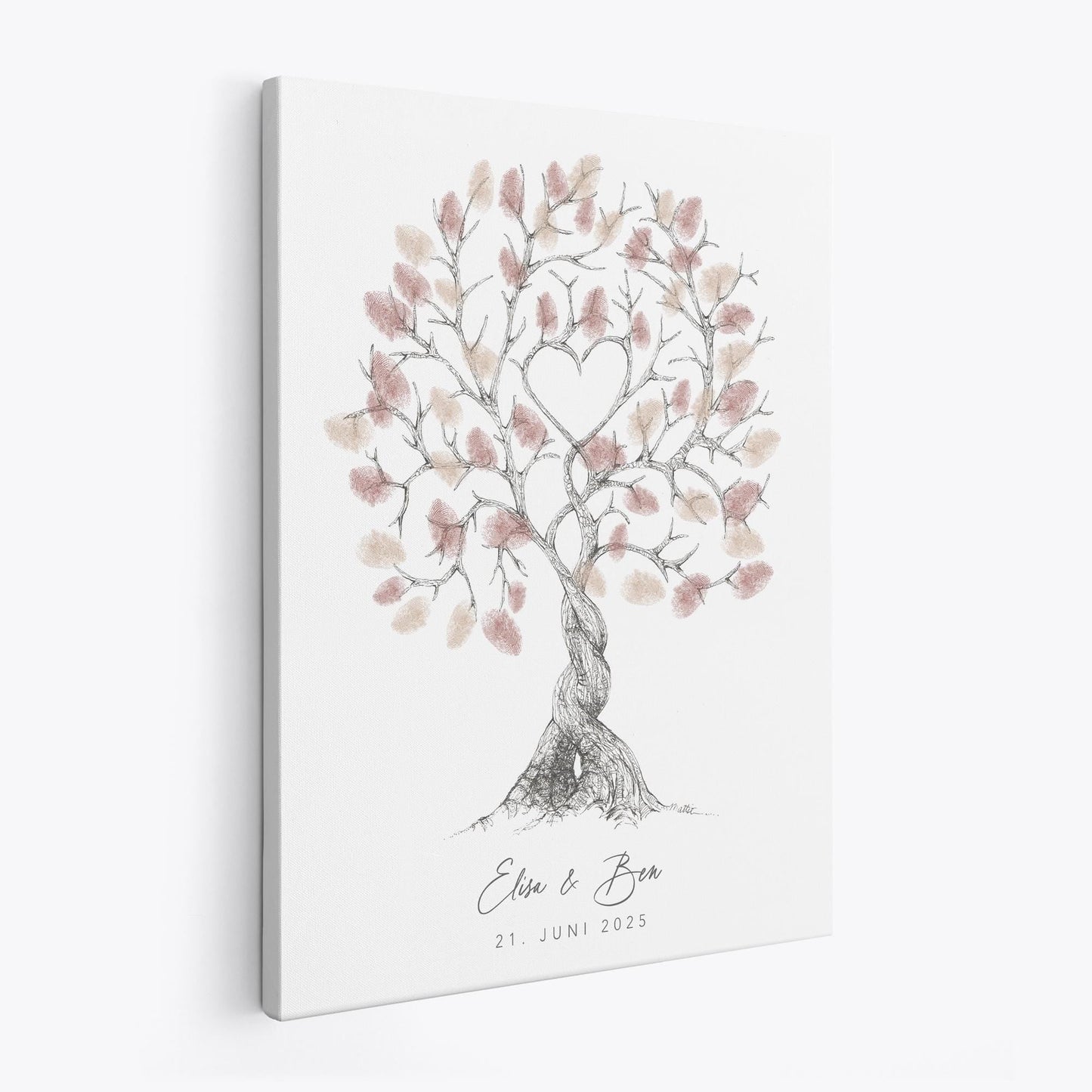 Hochzeitsgästebuch Leinwand Hochzeit Gästebuch Fingerabdruck personalisiert Hochzeitsbaum Hochzeitsgeschenk 30x40 cm (OHNE Farbe)