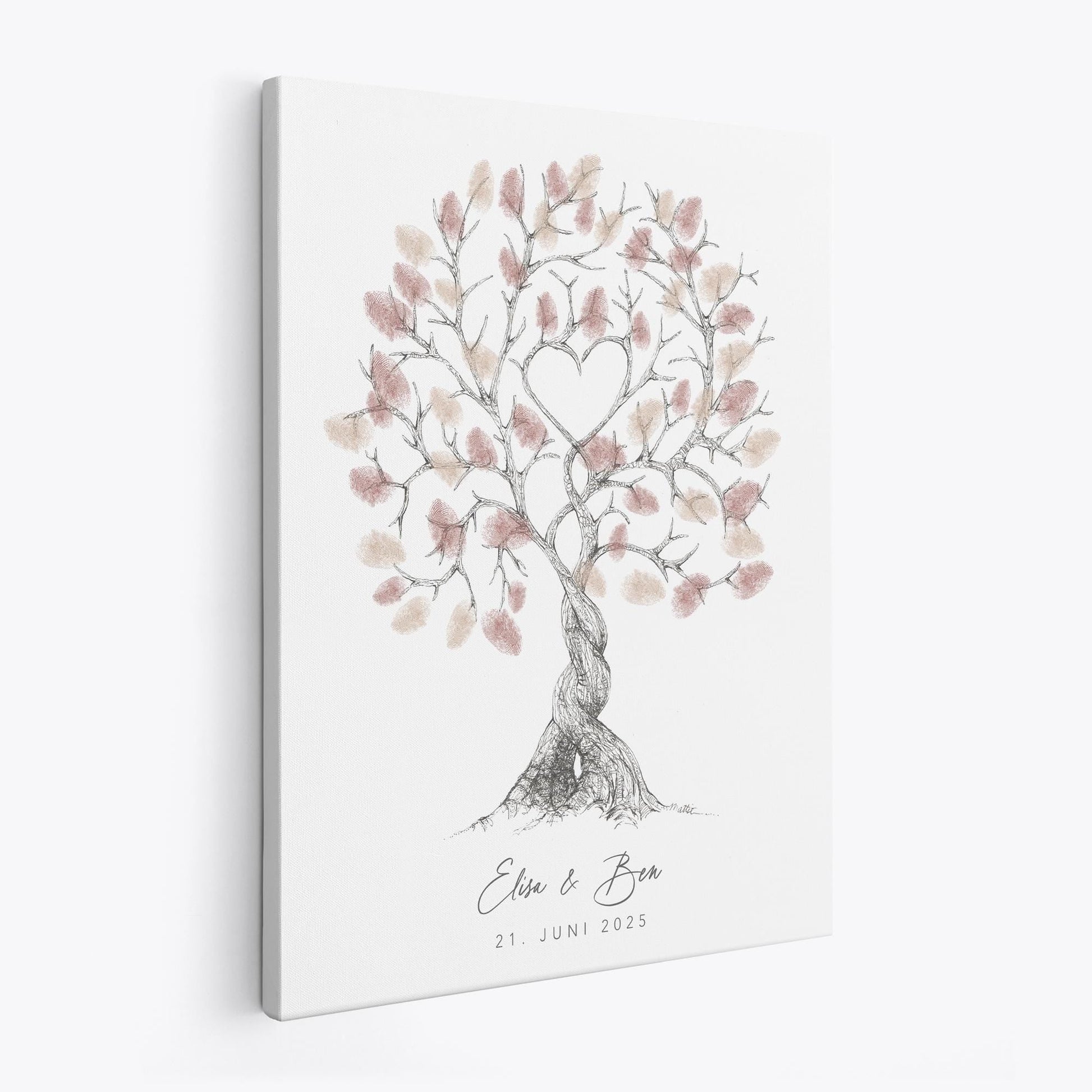 Hochzeitsgästebuch Leinwand Hochzeit Gästebuch Fingerabdruck personalisiert Hochzeitsbaum Hochzeitsgeschenk 30x40 cm (OHNE Farbe)