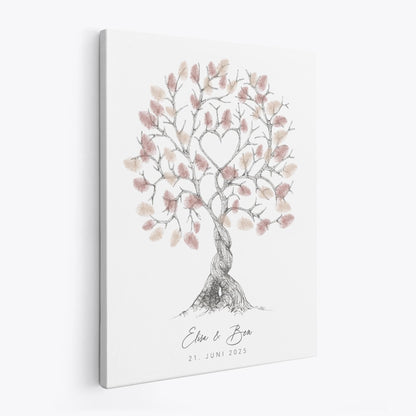 Hochzeitsgästebuch Leinwand Hochzeit Gästebuch Fingerabdruck personalisiert Hochzeitsbaum Hochzeitsgeschenk 30x40 cm (OHNE Farbe)