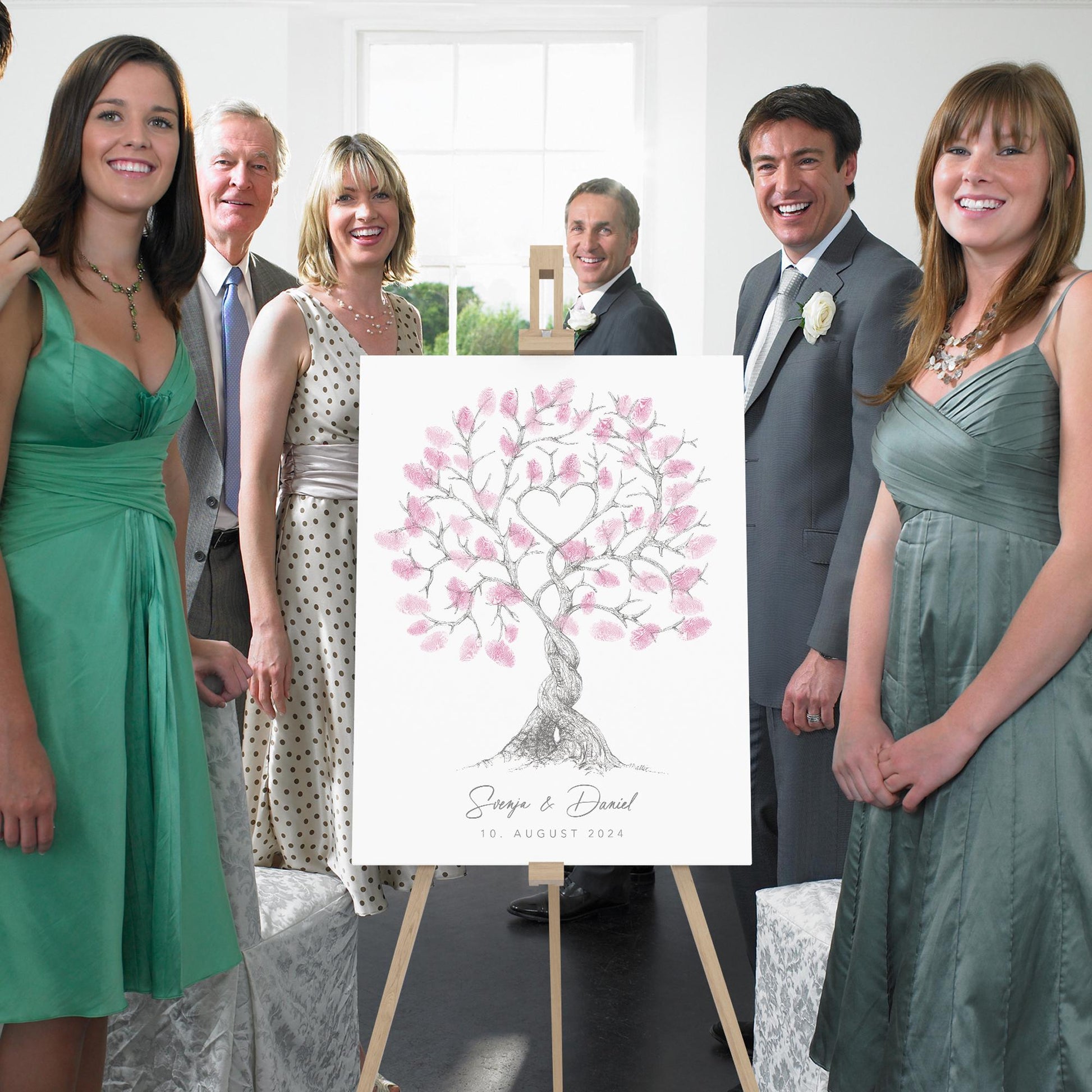 Hochzeitsgästebuch Leinwand Hochzeit Gästebuch Fingerabdruck personalisiert Hochzeitsbaum Hochzeitsgeschenk 30x40 cm (OHNE Farbe)