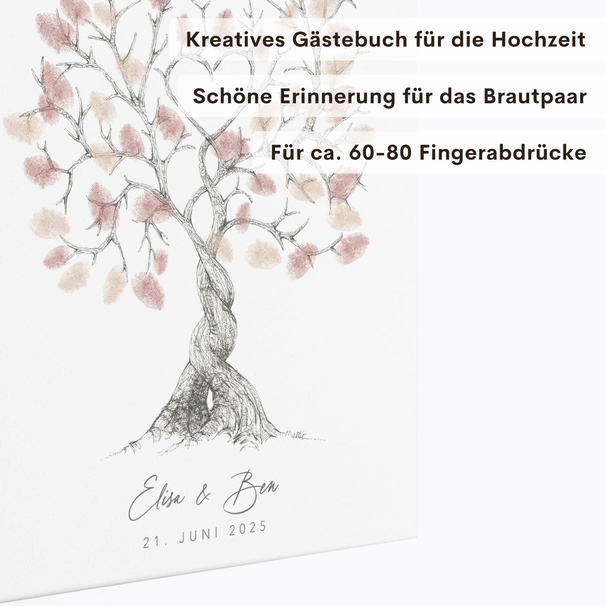 Hochzeitsgästebuch Leinwand Hochzeit Gästebuch Fingerabdruck personalisiert Hochzeitsbaum Hochzeitsgeschenk 30x40 cm (OHNE Farbe)