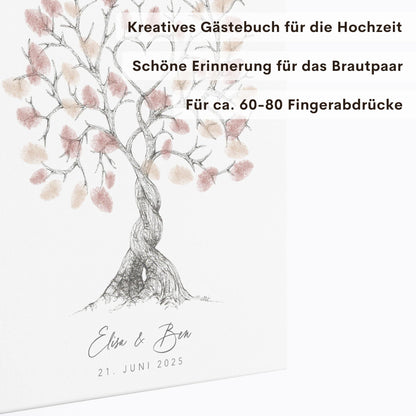 Hochzeitsgästebuch Leinwand Hochzeit Gästebuch Fingerabdruck personalisiert Hochzeitsbaum Hochzeitsgeschenk 30x40 cm (OHNE Farbe)
