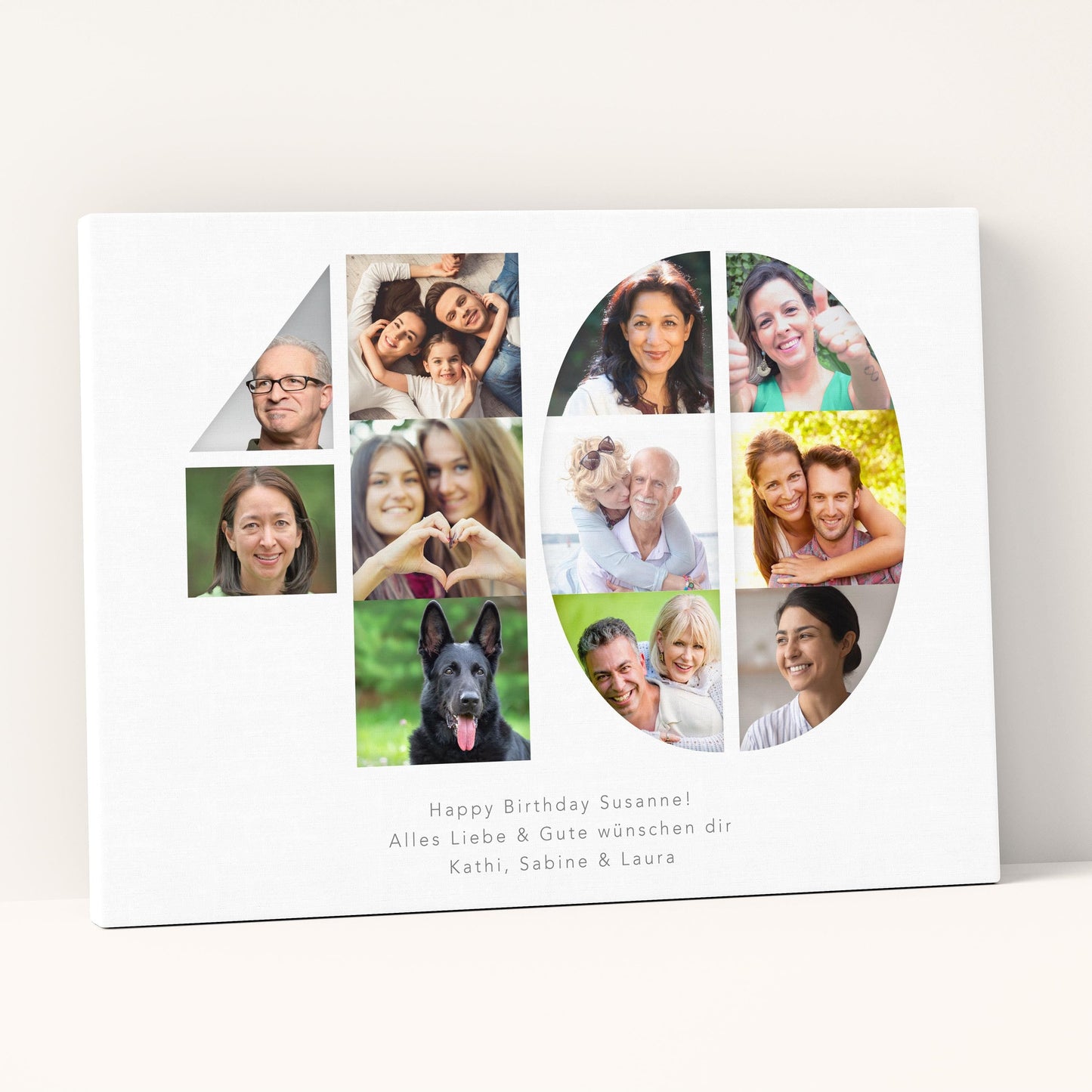 40. Geburtstag Frau Mann Geschenk Fotocollage 40 Leinwand personalisiert mit Fotos Fotogeschenk Geburtstagsgeschenk 30x40 cm