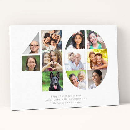40. Geburtstag Frau Mann Geschenk Fotocollage 40 Leinwand personalisiert mit Fotos Fotogeschenk Geburtstagsgeschenk 30x40 cm