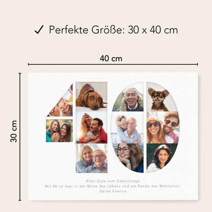 40. Geburtstag Frau Mann Geschenk Fotocollage 40 Leinwand personalisiert mit Fotos Fotogeschenk Geburtstagsgeschenk 30x40 cm