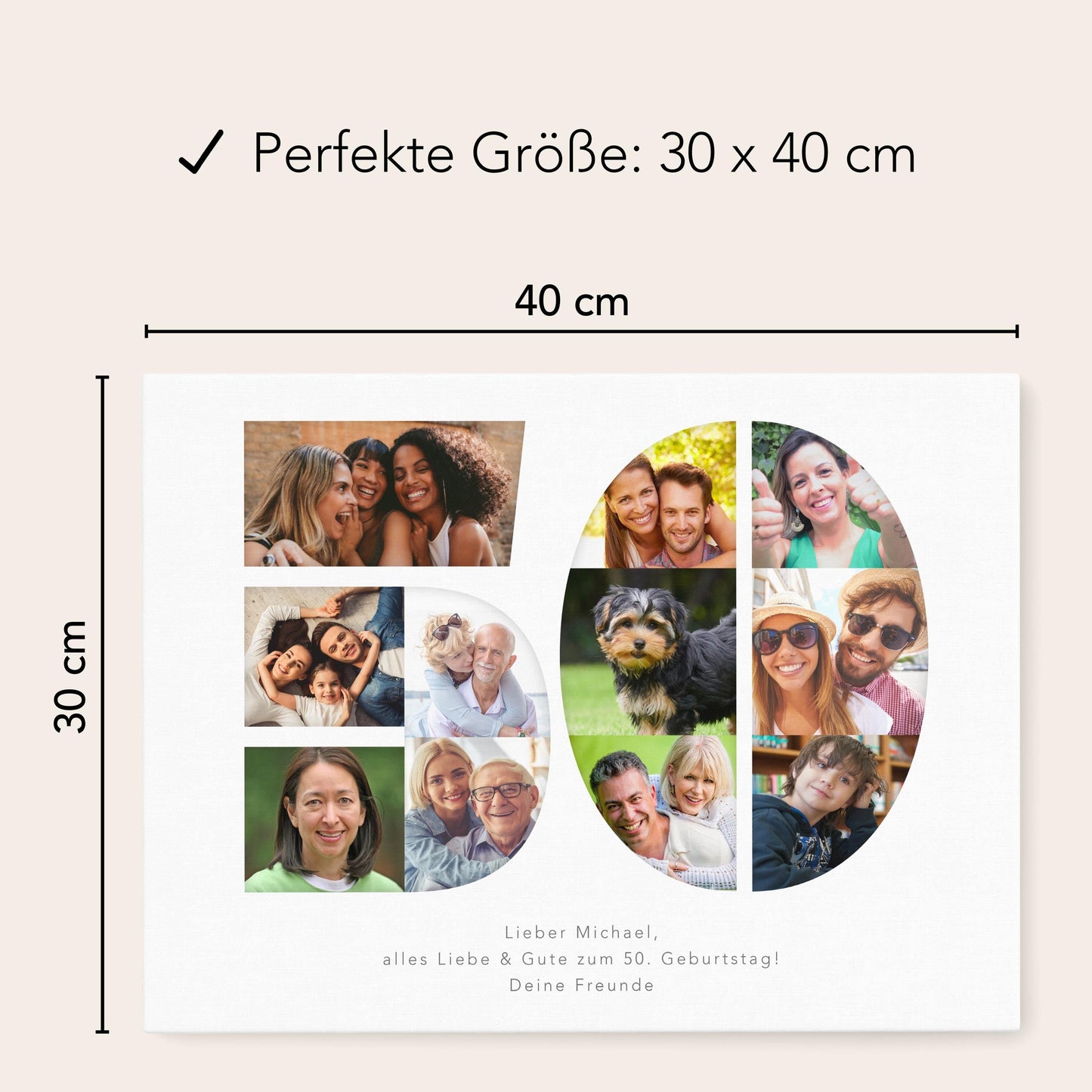 50. Geburtstag Frau Mann Geschenk Fotocollage 50 Leinwand personalisiert mit Fotos Fotogeschenk Geburtstagsgeschenk 30x40 cm