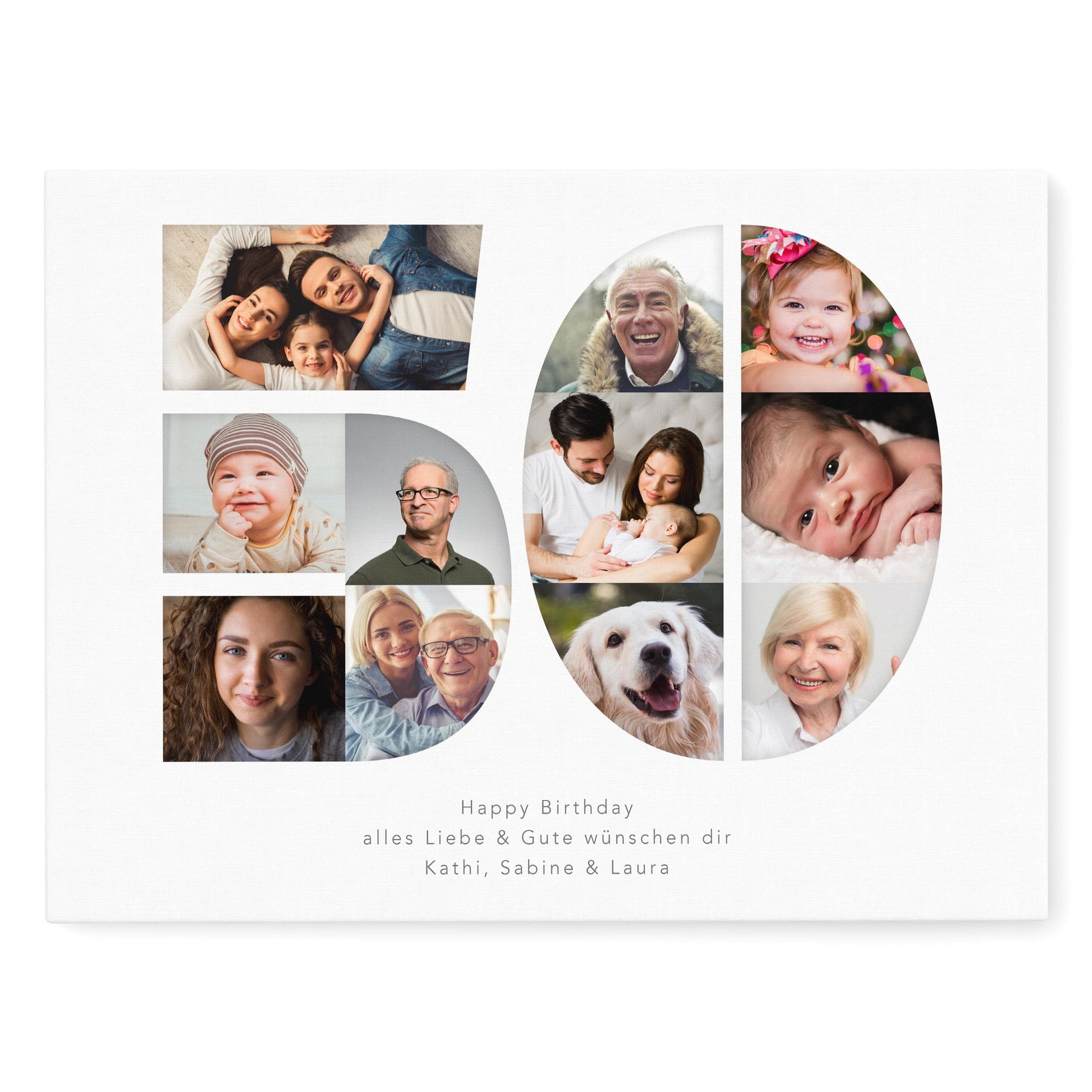 50. Geburtstag Frau Mann Geschenk Fotocollage 50 Leinwand personalisiert mit Fotos Fotogeschenk Geburtstagsgeschenk 30x40 cm