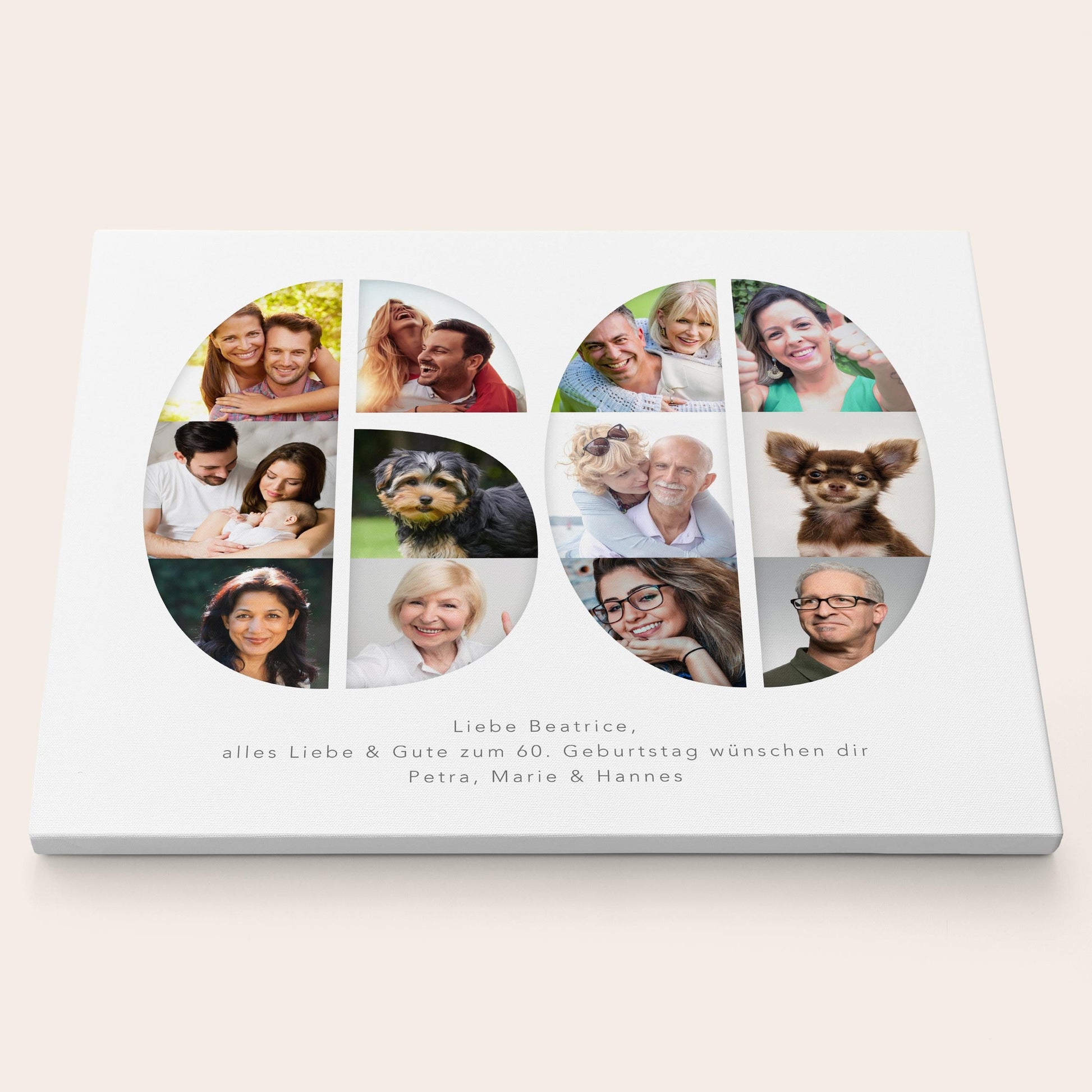 60. Geburtstag Frau Mann Geschenk Fotocollage 60 Leinwand personalisiert mit Fotos Fotogeschenk Geburtstagsgeschenk 30x40 cm
