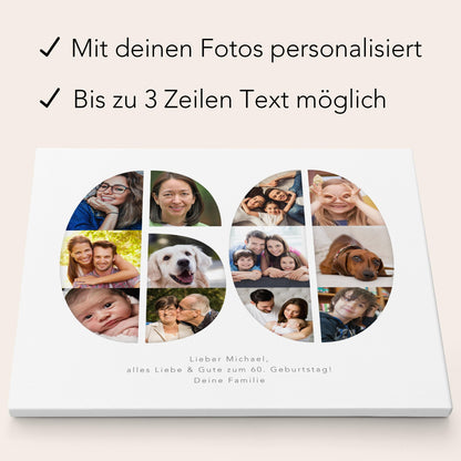 60. Geburtstag Frau Mann Geschenk Fotocollage 60 Leinwand personalisiert mit Fotos Fotogeschenk Geburtstagsgeschenk 30x40 cm