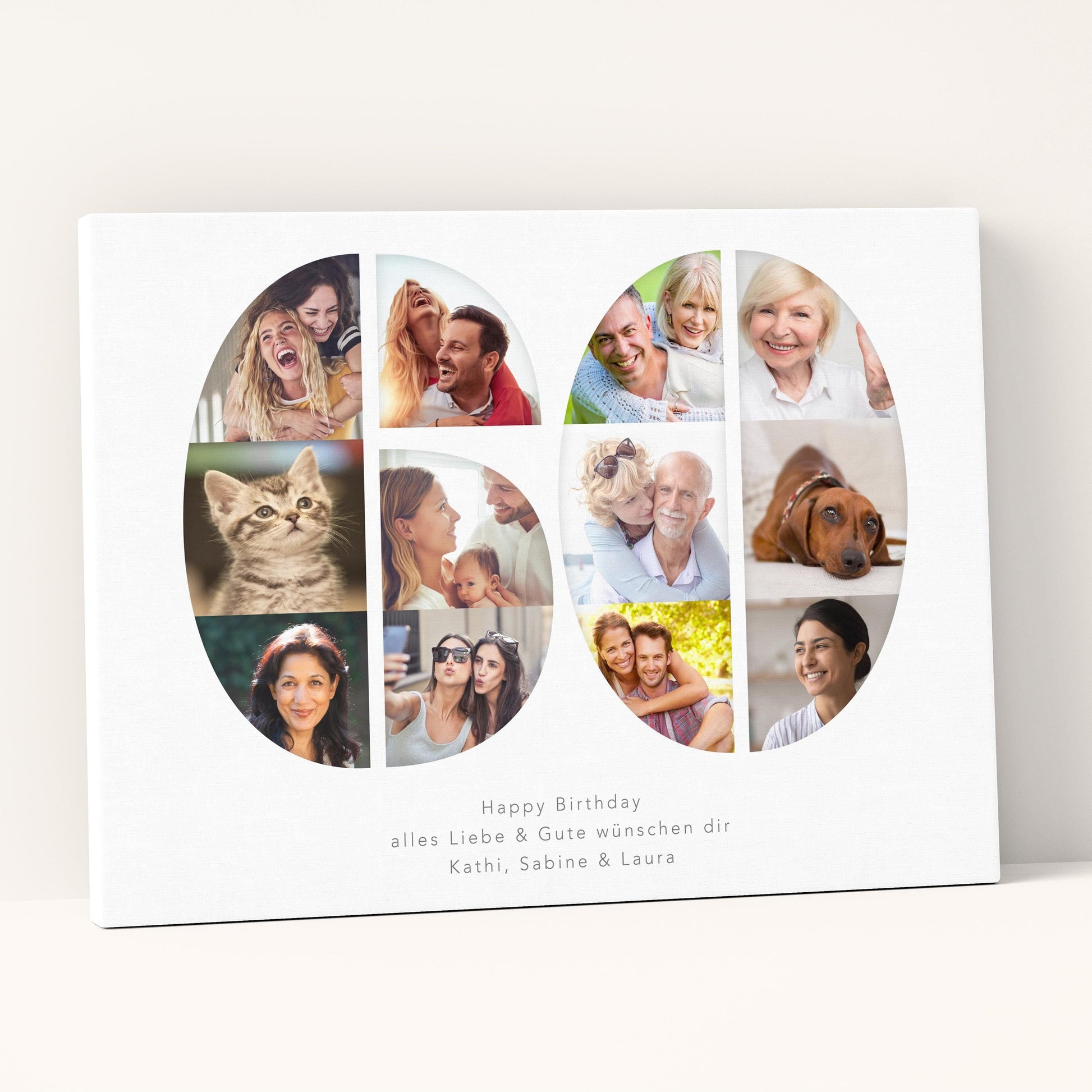 60. Geburtstag Frau Mann Geschenk Fotocollage 60 Leinwand personalisiert mit Fotos Fotogeschenk Geburtstagsgeschenk 30x40 cm