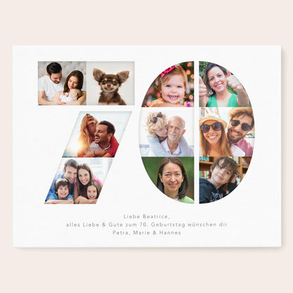70. Geburtstag Frau Mann Geschenk Fotocollage 70 Leinwand personalisiert mit Fotos Fotogeschenk Geburtstagsgeschenk 30x40 cm