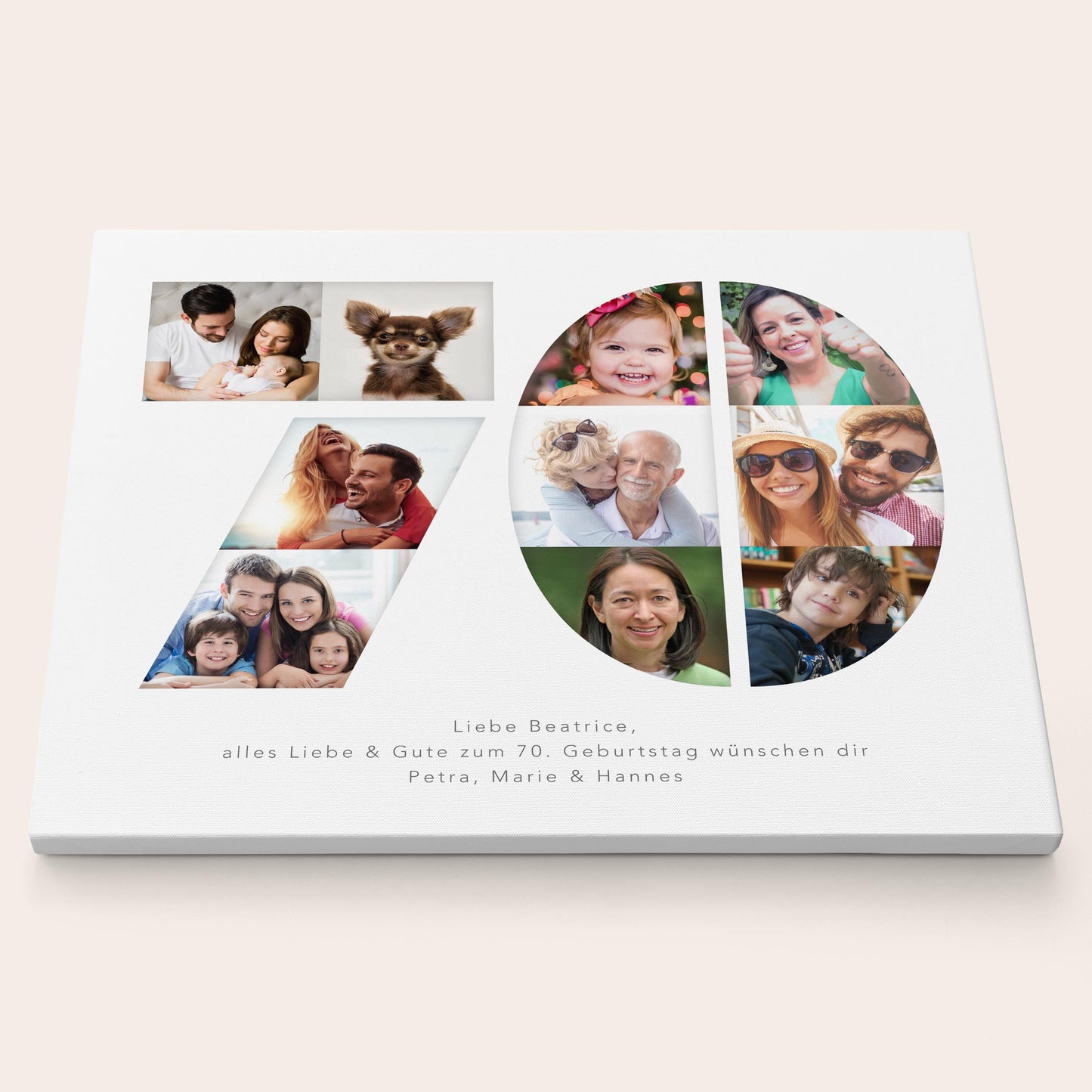 70. Geburtstag Frau Mann Geschenk Fotocollage 70 Leinwand personalisiert mit Fotos Fotogeschenk Geburtstagsgeschenk 30x40 cm