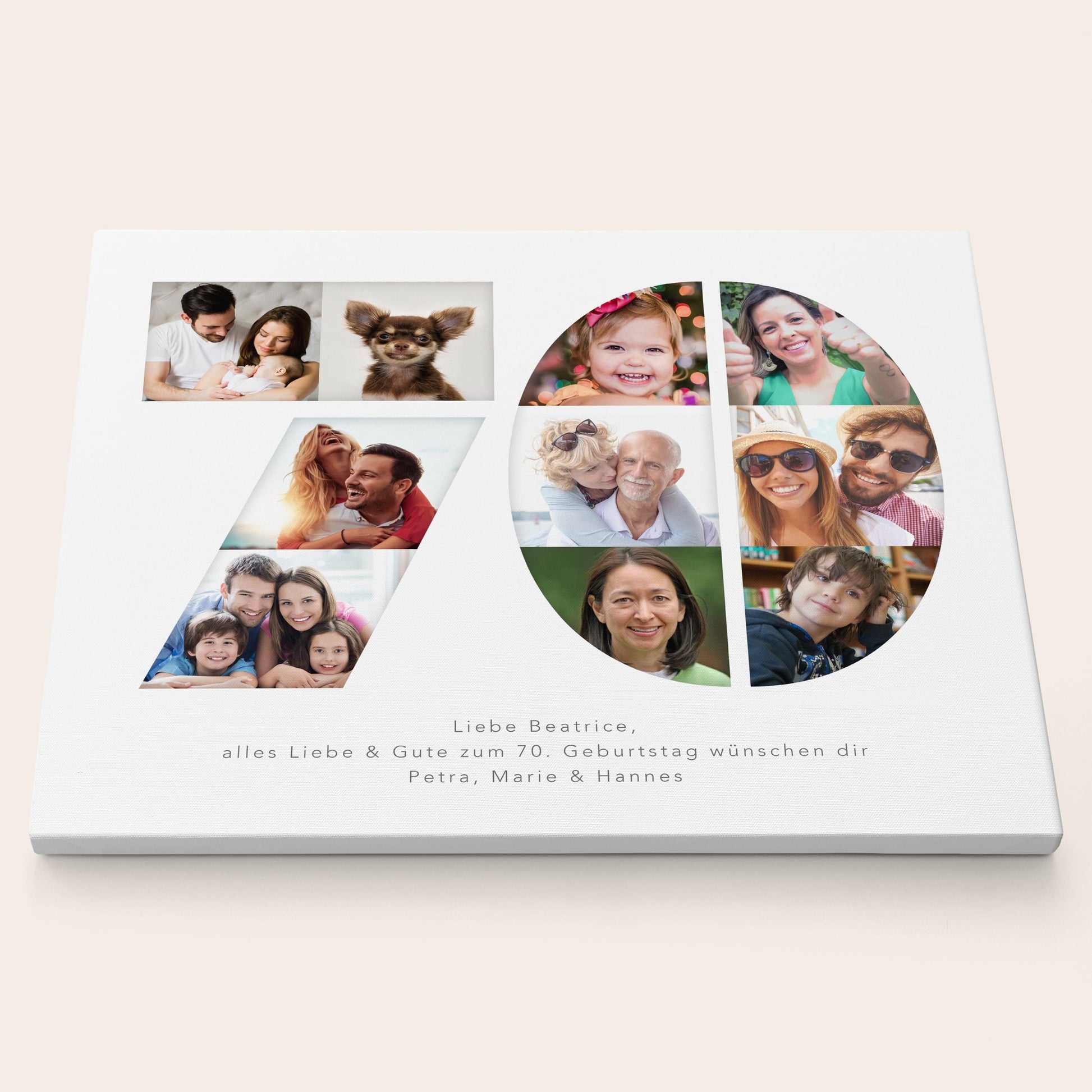 70. Geburtstag Frau Mann Geschenk Fotocollage 70 Leinwand personalisiert mit Fotos Fotogeschenk Geburtstagsgeschenk 30x40 cm