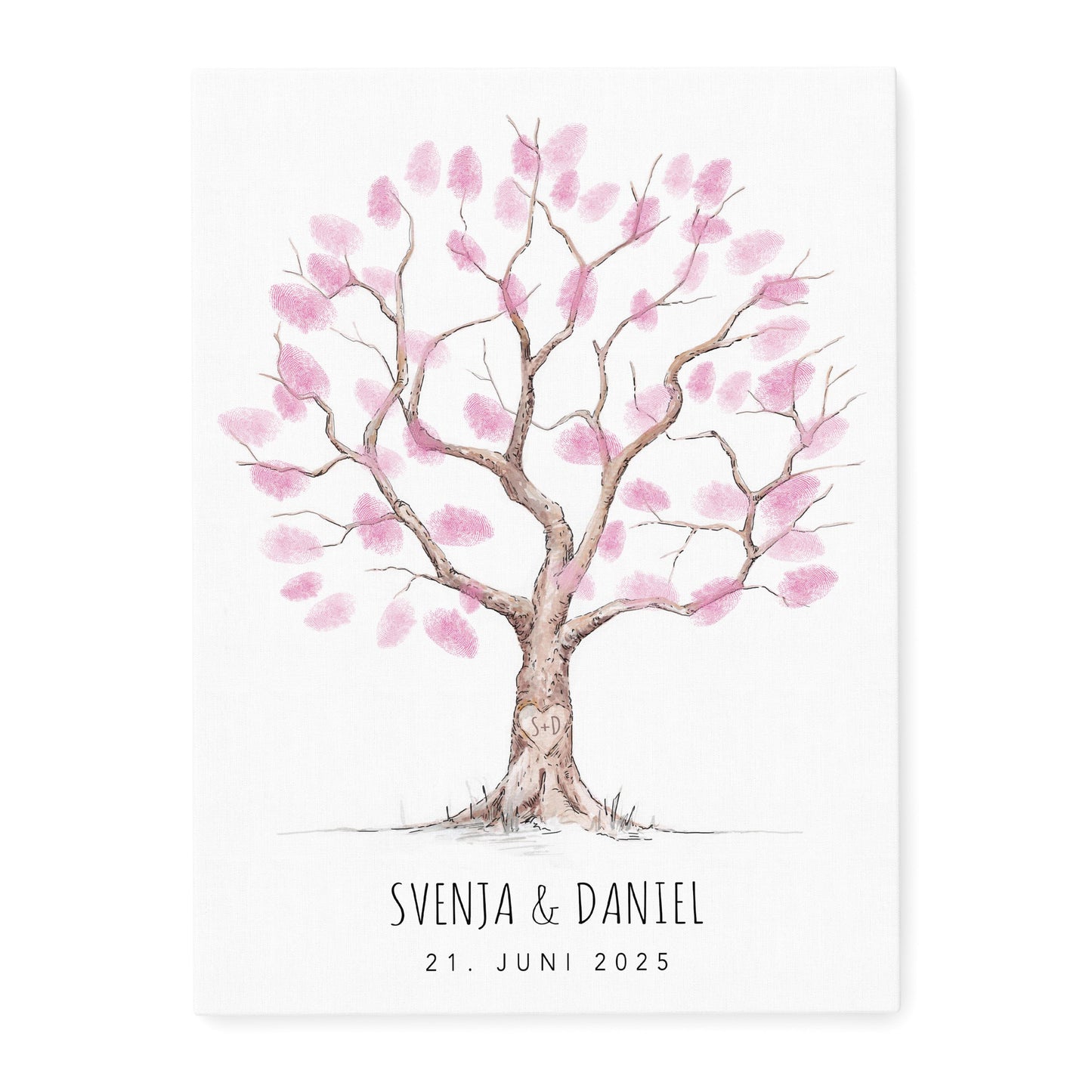 Hochzeit Gästebuch Fingerabdruck Leinwand personalisiert Hochzeitsbaum Hochzeitsgeschenk 30x40 cm (OHNE Farbe)