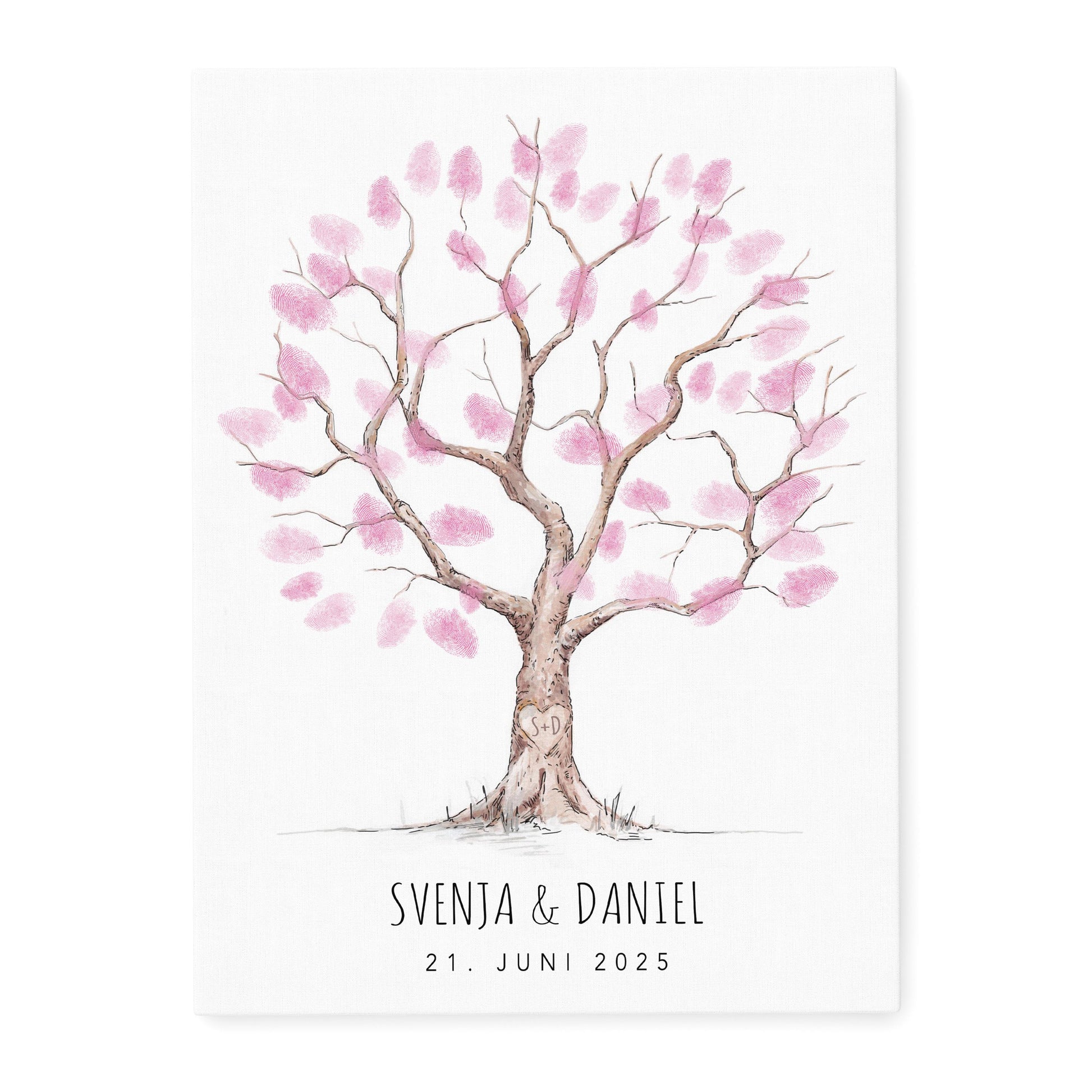 Hochzeit Gästebuch Fingerabdruck Leinwand personalisiert Hochzeitsbaum Hochzeitsgeschenk 30x40 cm (OHNE Farbe)