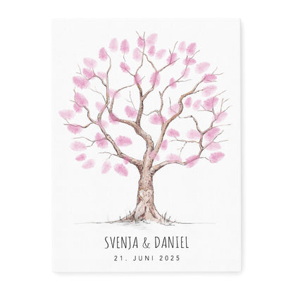 Hochzeit Gästebuch Fingerabdruck Leinwand personalisiert Hochzeitsbaum Hochzeitsgeschenk 30x40 cm (OHNE Farbe)