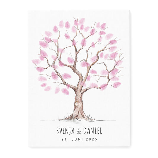 Hochzeit Gästebuch Fingerabdruck Leinwand personalisiert Hochzeitsbaum Hochzeitsgeschenk 30x40 cm (OHNE Farbe)