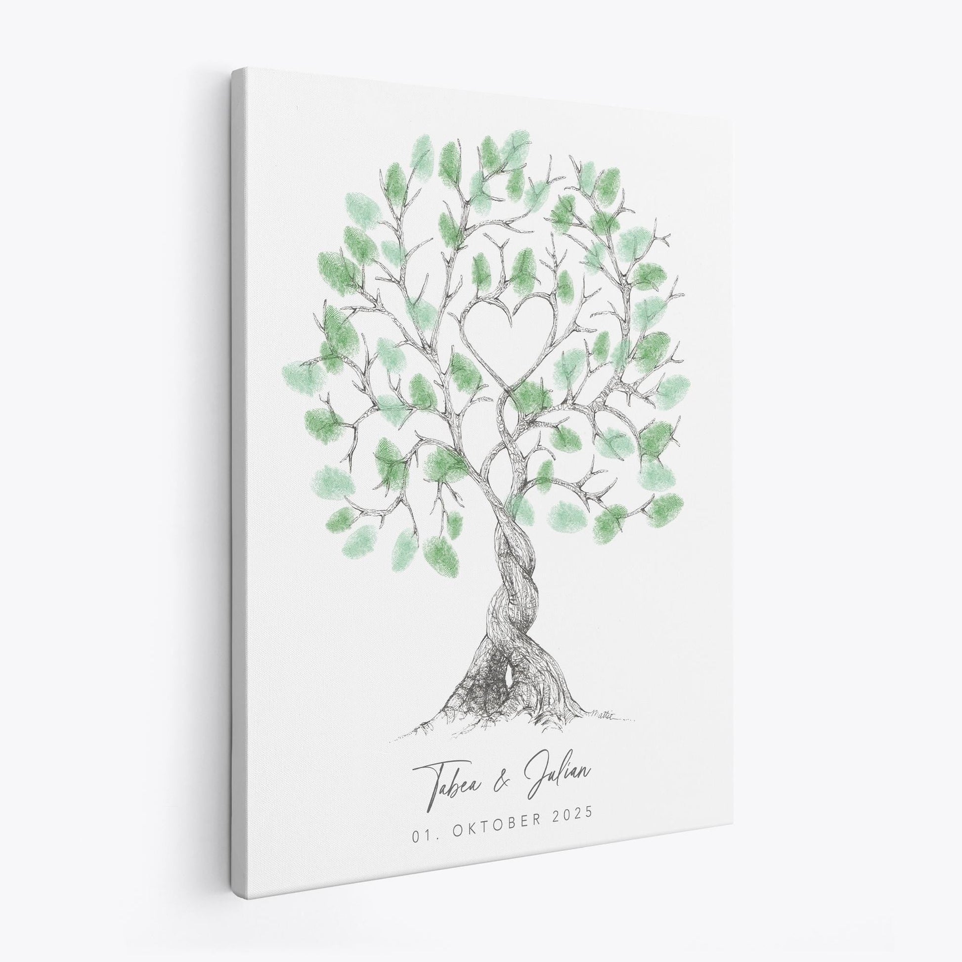 Hochzeitsgästebuch Leinwand Hochzeit Gästebuch Fingerabdruck personalisiert Hochzeitsbaum Hochzeitsgeschenk 30x40 cm (OHNE Farbe)
