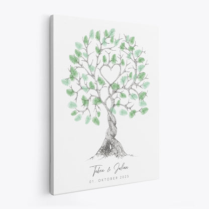 Hochzeitsgästebuch Leinwand Hochzeit Gästebuch Fingerabdruck personalisiert Hochzeitsbaum Hochzeitsgeschenk 30x40 cm (OHNE Farbe)