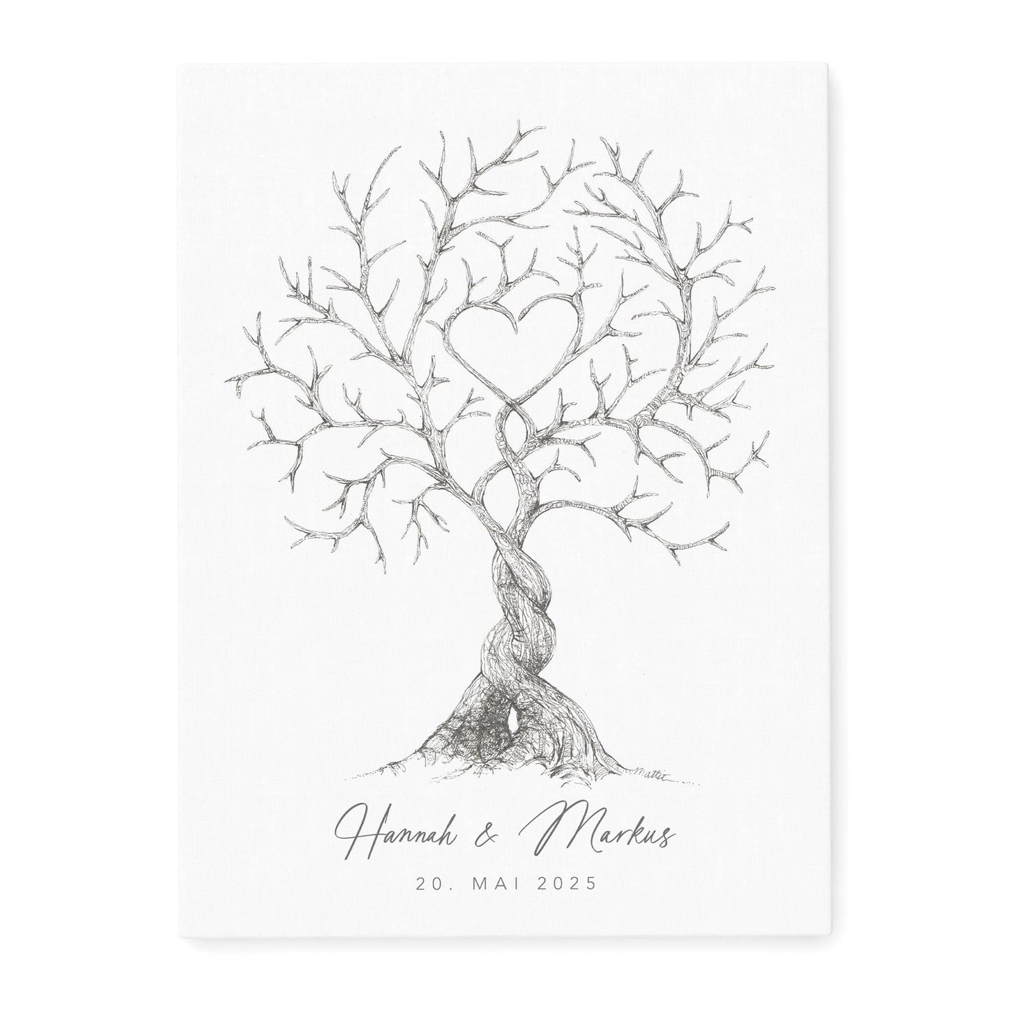 Hochzeitsgästebuch Leinwand Hochzeit Gästebuch Fingerabdruck personalisiert Hochzeitsbaum Hochzeitsgeschenk 30x40 cm (OHNE Farbe)