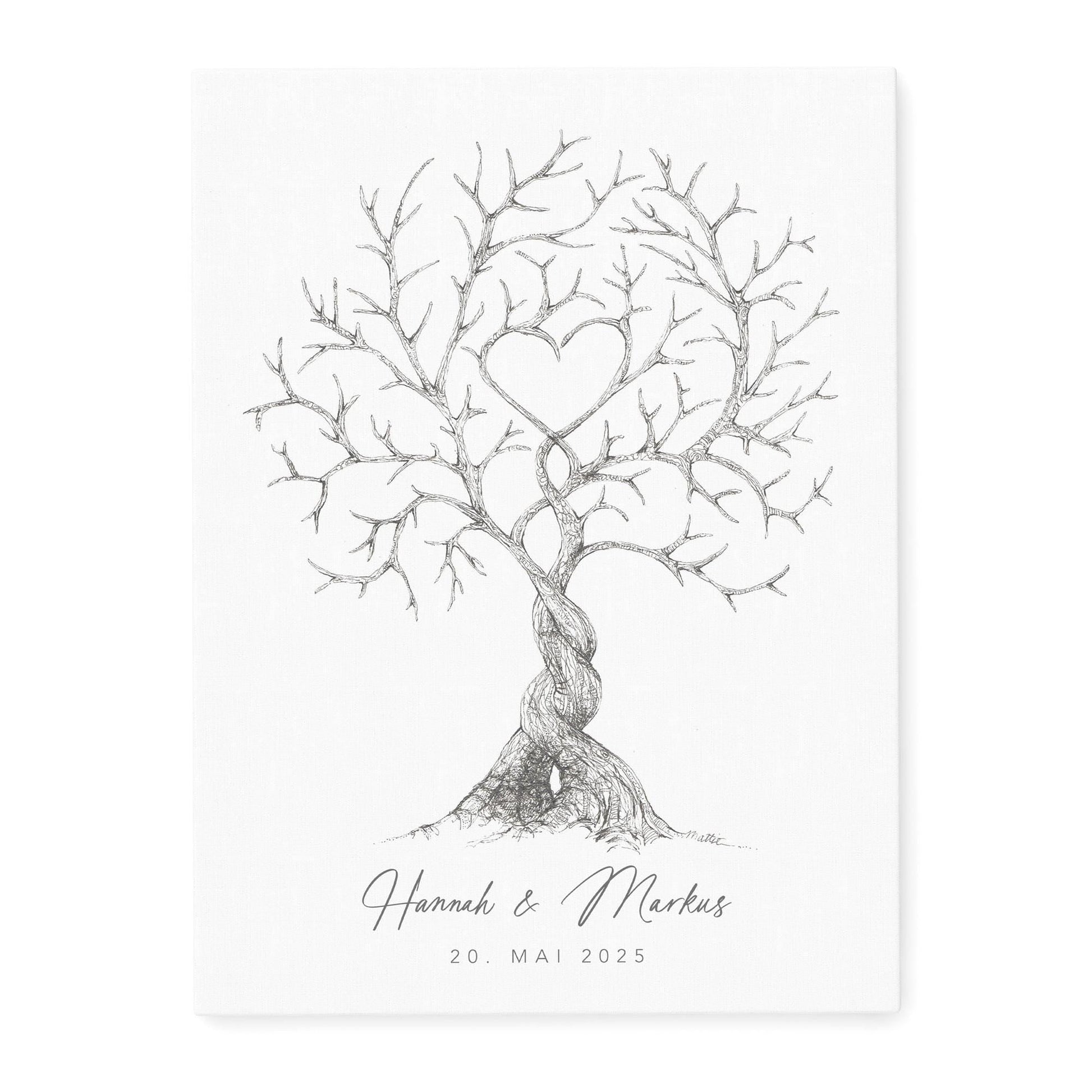 Hochzeitsgästebuch Leinwand Hochzeit Gästebuch Fingerabdruck personalisiert Hochzeitsbaum Hochzeitsgeschenk 30x40 cm (OHNE Farbe)