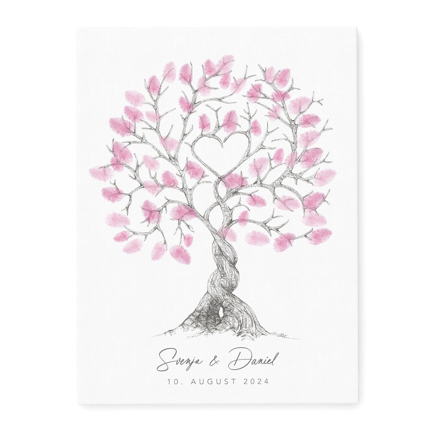 Hochzeitsgästebuch Leinwand Hochzeit Gästebuch Fingerabdruck personalisiert Hochzeitsbaum Hochzeitsgeschenk 30x40 cm (OHNE Farbe)