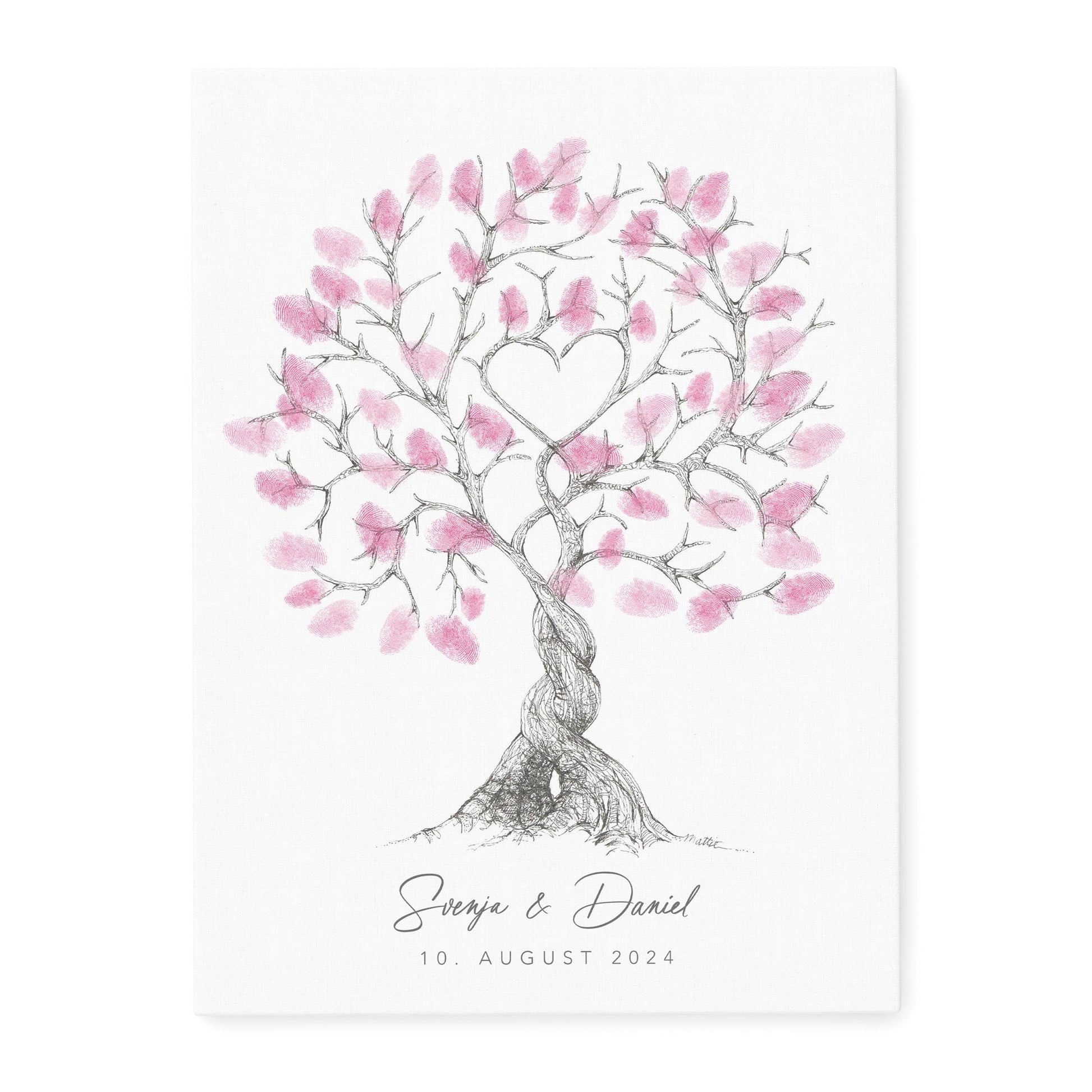 Hochzeitsgästebuch Leinwand Hochzeit Gästebuch Fingerabdruck personalisiert Hochzeitsbaum Hochzeitsgeschenk 30x40 cm (OHNE Farbe)