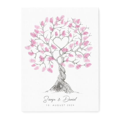 Hochzeitsgästebuch Leinwand Hochzeit Gästebuch Fingerabdruck personalisiert Hochzeitsbaum Hochzeitsgeschenk 30x40 cm (OHNE Farbe)