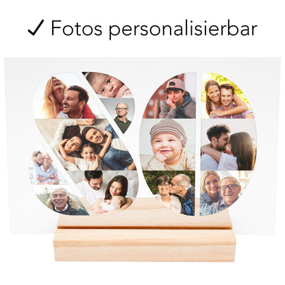 80. Geburtstag Frau Mann Geschenk Foto Acrylglas Bild Fotogeschenk personalisiert Geburtstagsgeschenk Fotocollage inkl. Holzfuß 20x30 cm