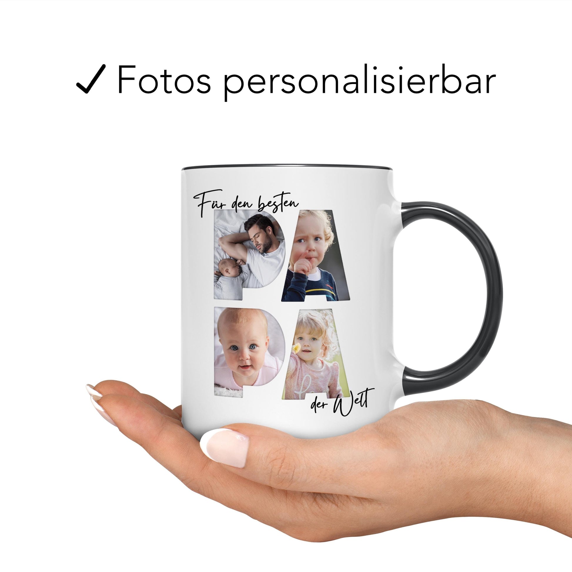 Papa Geschenk zum Geburtstag Fototasse Vater personalisiert Tasse mit Fotos der Kinder Bester Papa der Welt Vatertagsgeschenk