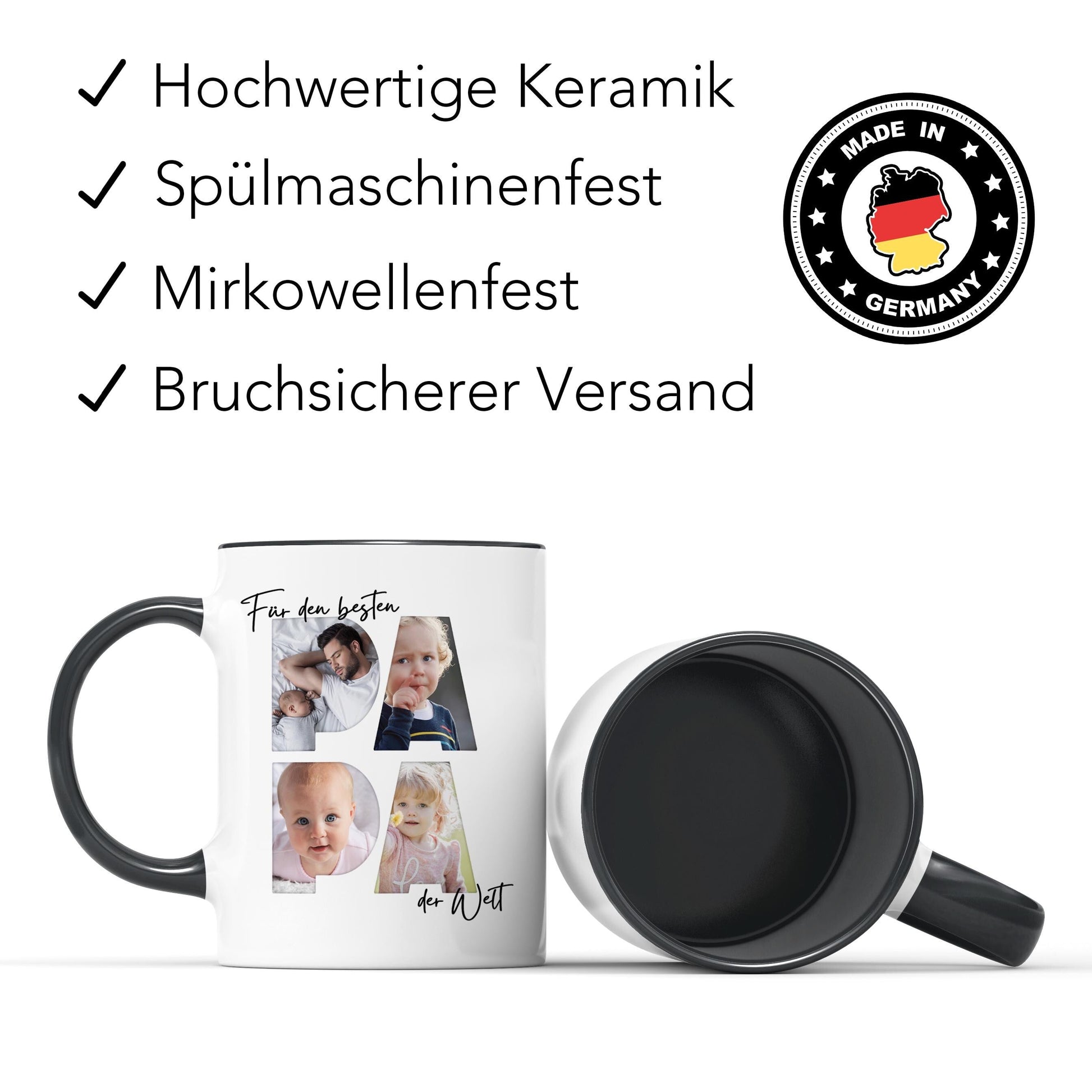 Papa Geschenk zum Geburtstag Fototasse Vater personalisiert Tasse mit Fotos der Kinder Bester Papa der Welt Vatertagsgeschenk