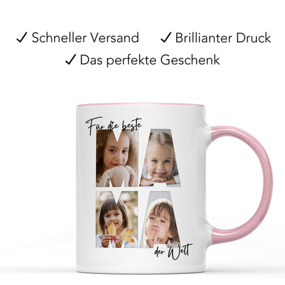 Mama Geschenk zum Geburtstag personalisierte Tasse mit Fotos der Kinder Beste Mama der Welt Muttertagsgeschenk