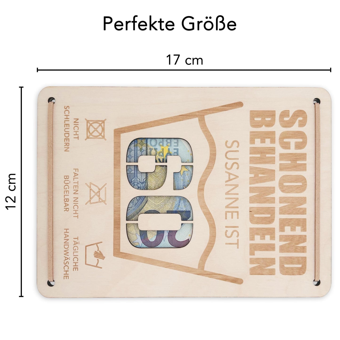 Schonend Behandeln 60. Geburtstag Geldgeschenk personalisiert Geldverpackung Verpackung Geld Geburtstagsgeschenk Geschenkkarte Holz 12x17 cm