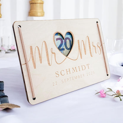 Hochzeitsgeschenk Geld Geldgeschenke Verpackung Hochzeit personalisiertes Hochzeitsgeschenk Brautpaar Geschenk Karte aus Holz 12x17 cm
