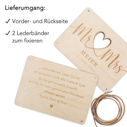 Hochzeitsgeschenk Geld Geldgeschenke Verpackung Hochzeit personalisiertes Hochzeitsgeschenk Brautpaar Geschenk Karte aus Holz 12x17 cm